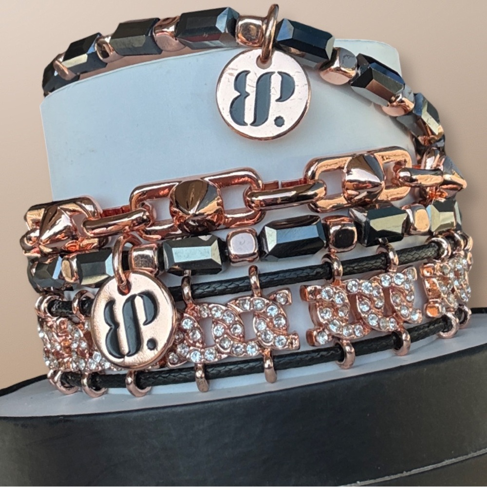 Bomb party mixed stack rose gold